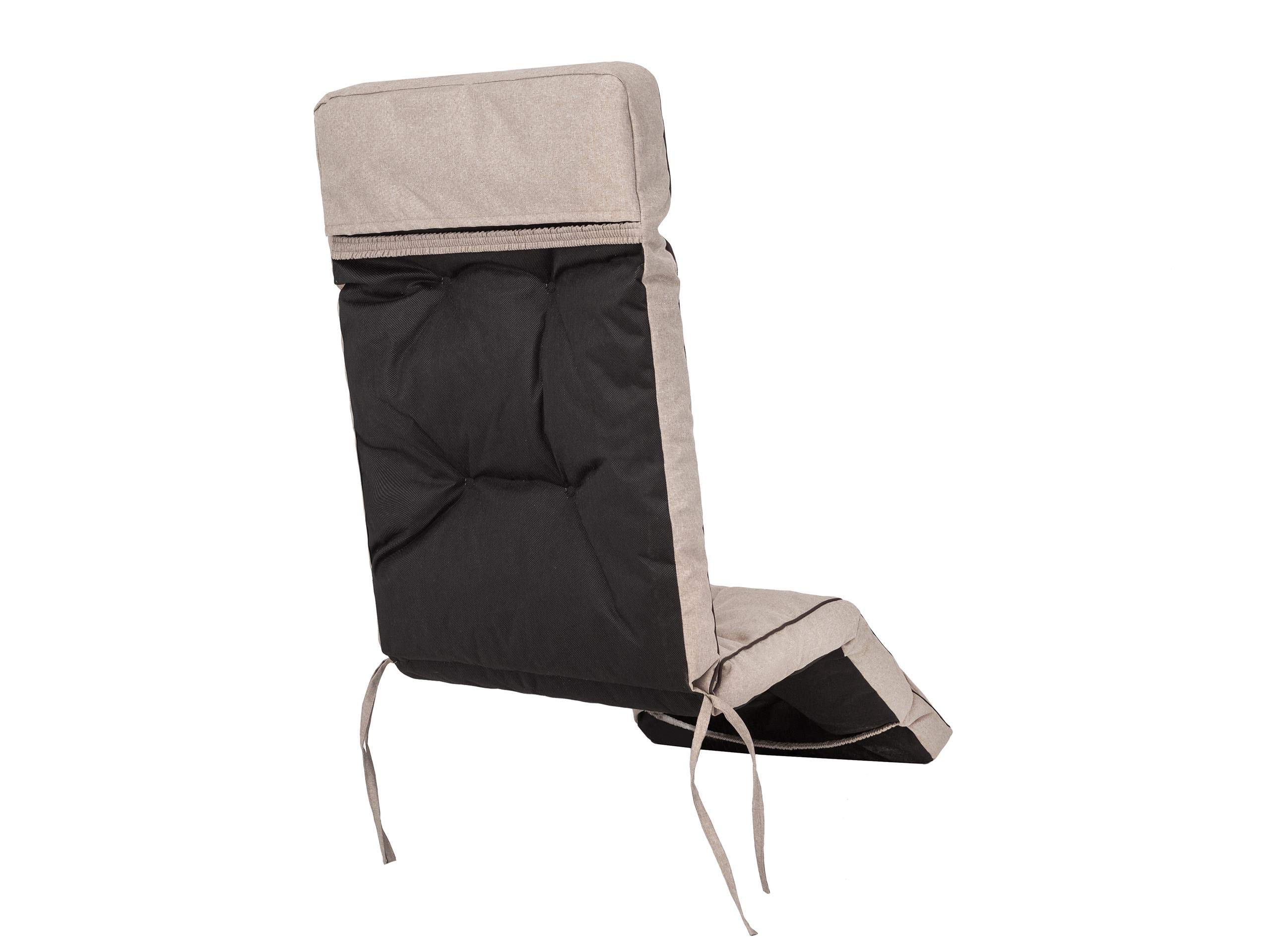 Gartenstuhlauflagen Hochlehner mit Kopfteil - Stuhlkissen für Gartenstühle und Klappstühle – Robust Stoff - Sonnenliegenkissen - Auflagen mit extra hohem Komfort 50x160 cm - Beige