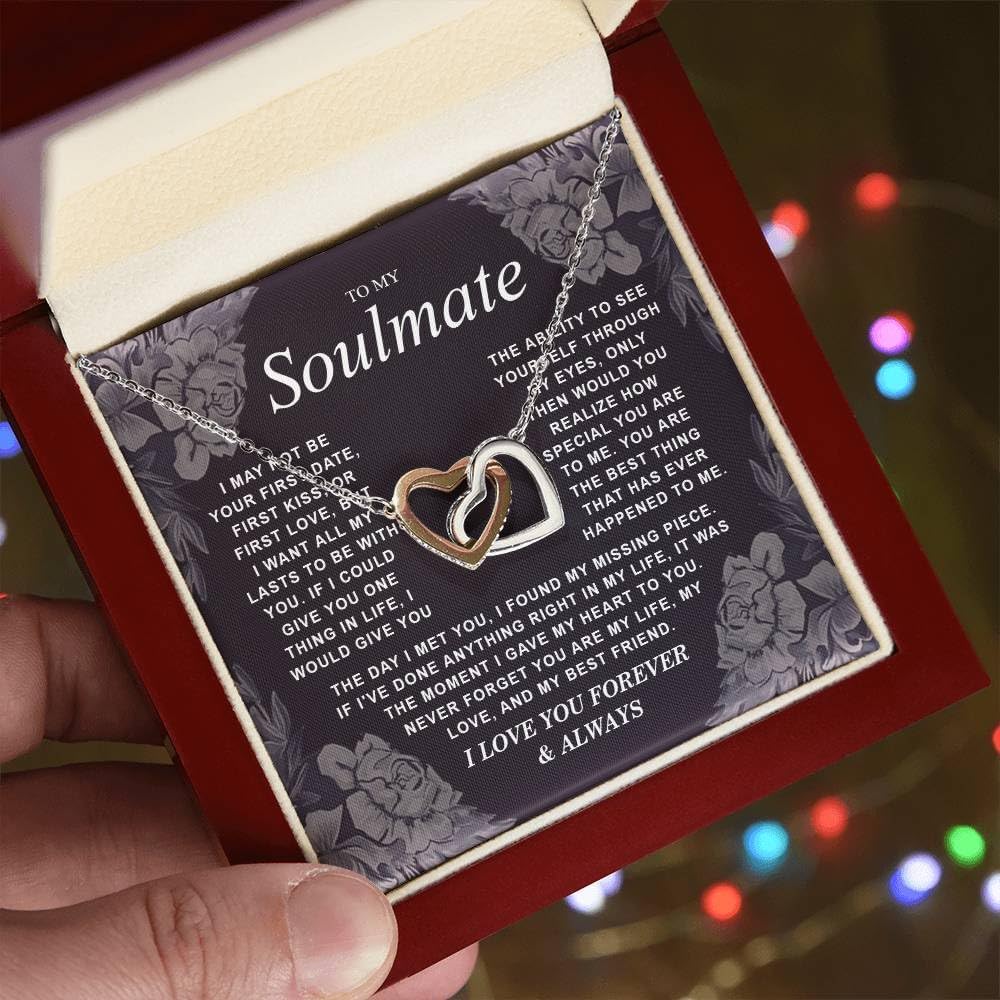 VIRAGIL To My Soulmate Necklace Gift for Wife, Girlfriend, Fiancée - Anniversary, Valentine's Day Necklace Gift Soul Mates Gift, Soulmate Jewelry Birthday Gifts From Husband Interlocking Luxury vs39 - Image 3