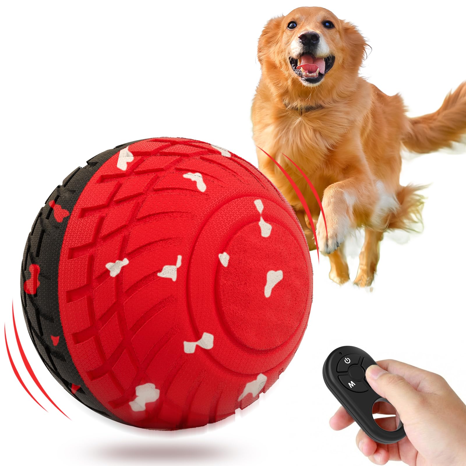 Diman Juguetes interactivos de pelota para perros con control remoto, juguete automático para perros, juguete para perros en movimiento, rebote y rodamiento, matrial E-TPU, juguetes interactivos para