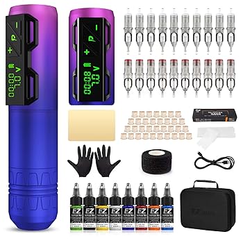 Wireless　tattoo machine set 　刺青 Amazon.com: EZ Tattoo Gun Kit - Wireless Tattoo Machine Kit