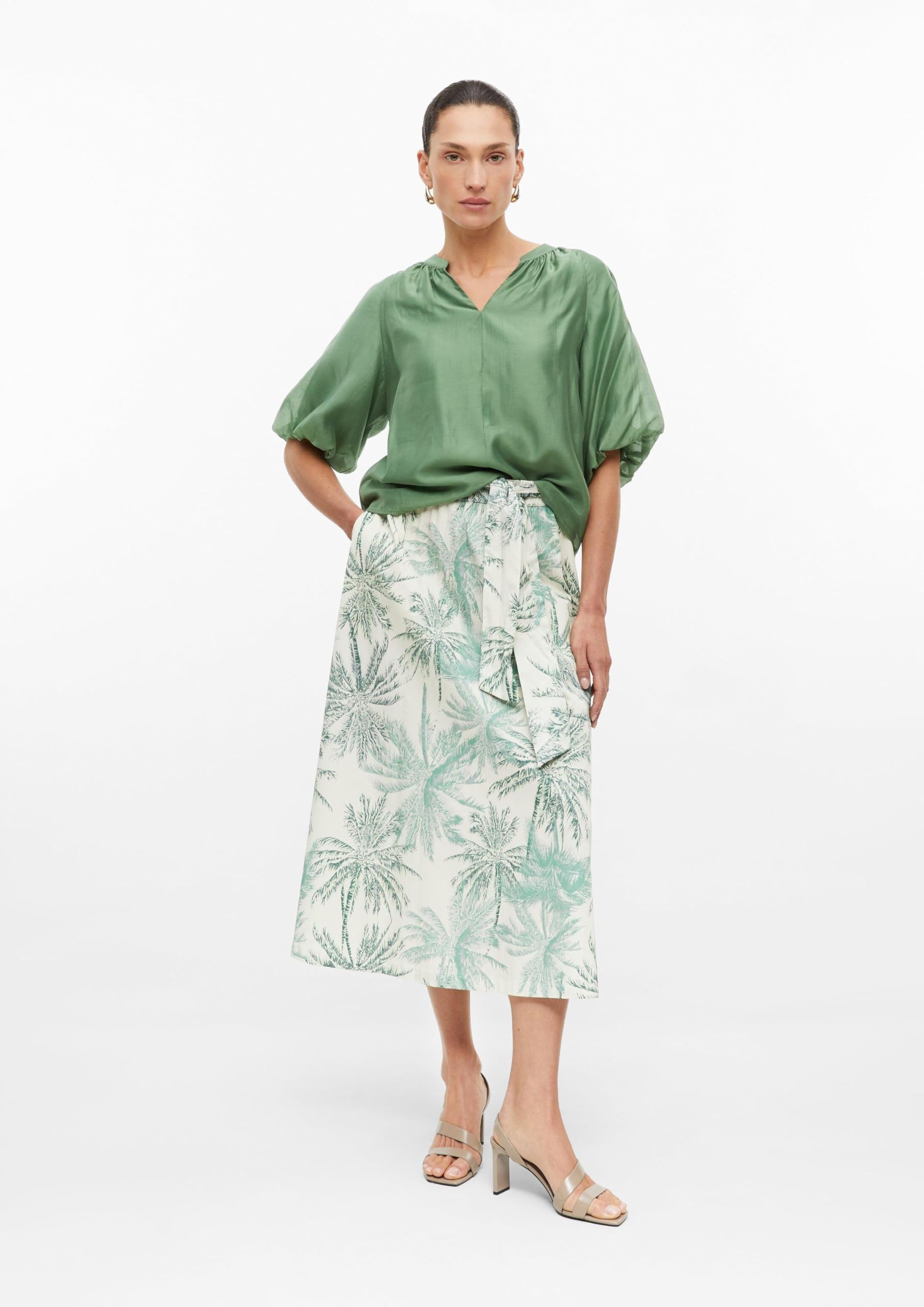 s.Oliver Viskosemix-Bluse im Loose Fit mit Puffärmeln