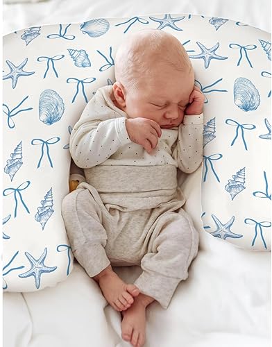 Miniatura 4 de Fundas de almohada de lactancia para niños y niñas, conchas marinas, conchas marinas, playa, guardería, almohada para lactancia materna, almohadas