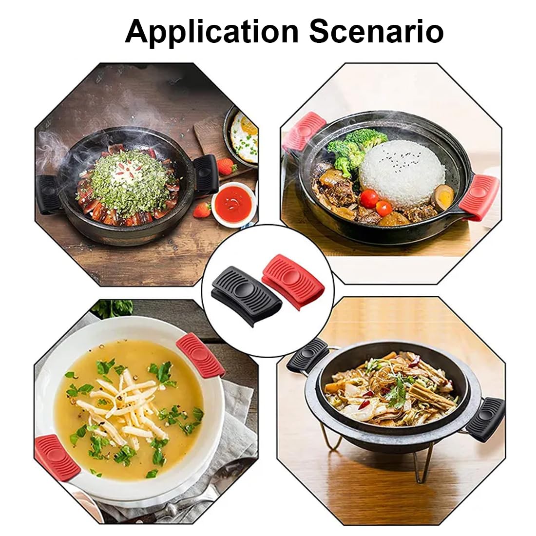 EORPAVU Silikon Topfgriff-Abdeckungen - 3 Paar Hitzebeständige Griffschoner Gegen Verbrennungen