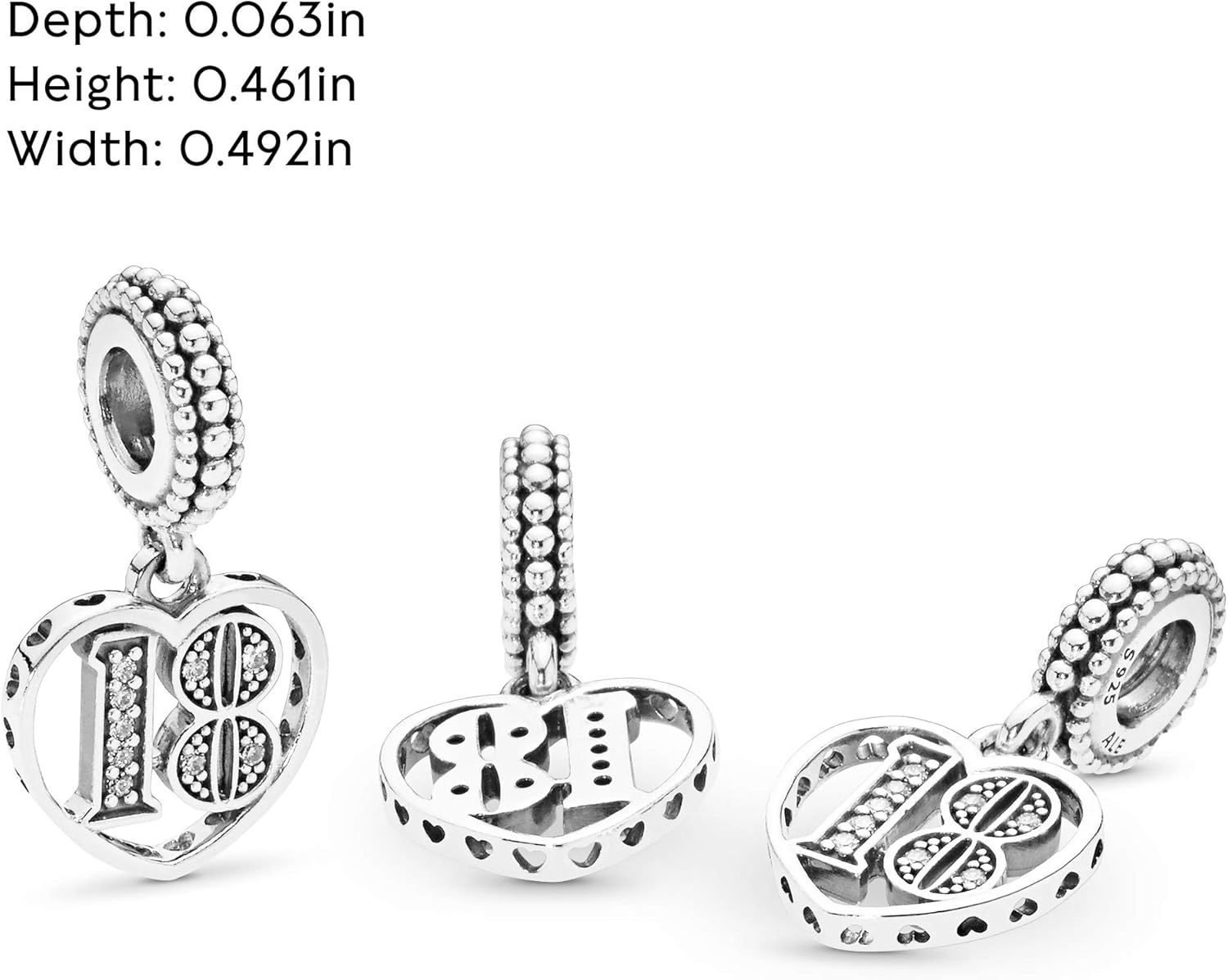 PANDORA 18th Celebration Dangle Charm - Bracelet Charm Moments Bracelets - Sterling Silver with Clear Cubic Zirconia - Gift for Her - Jewelry for Women with Gift Box