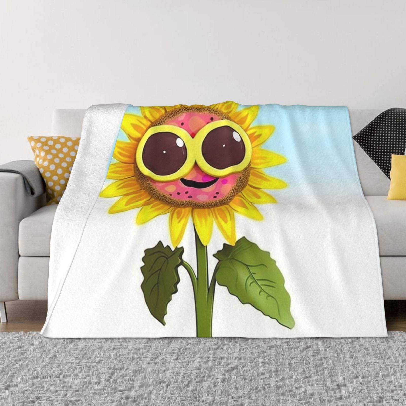Couverture chaude tournesol en peluche légère pour vos soirées cocooning au salon