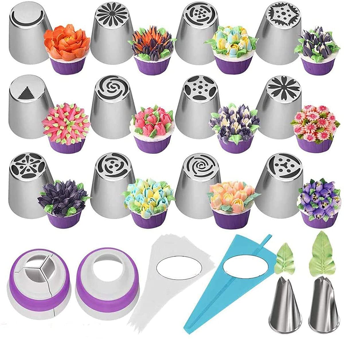 Beibi 27pcs Russian Piping Tips, Cake Decorating Tips, Icing Piping Nozzles Tool Piping Ball Tips, Cake Decorating Supplies Kits, DIY Baking Tools for Cake Cookies Dessert Pastry Decoration