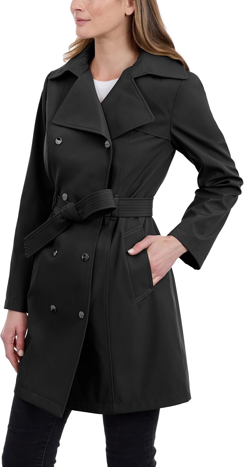 Calvin Klein Women's Trench Coat, Double Breasted With Detachable Hood and Belt