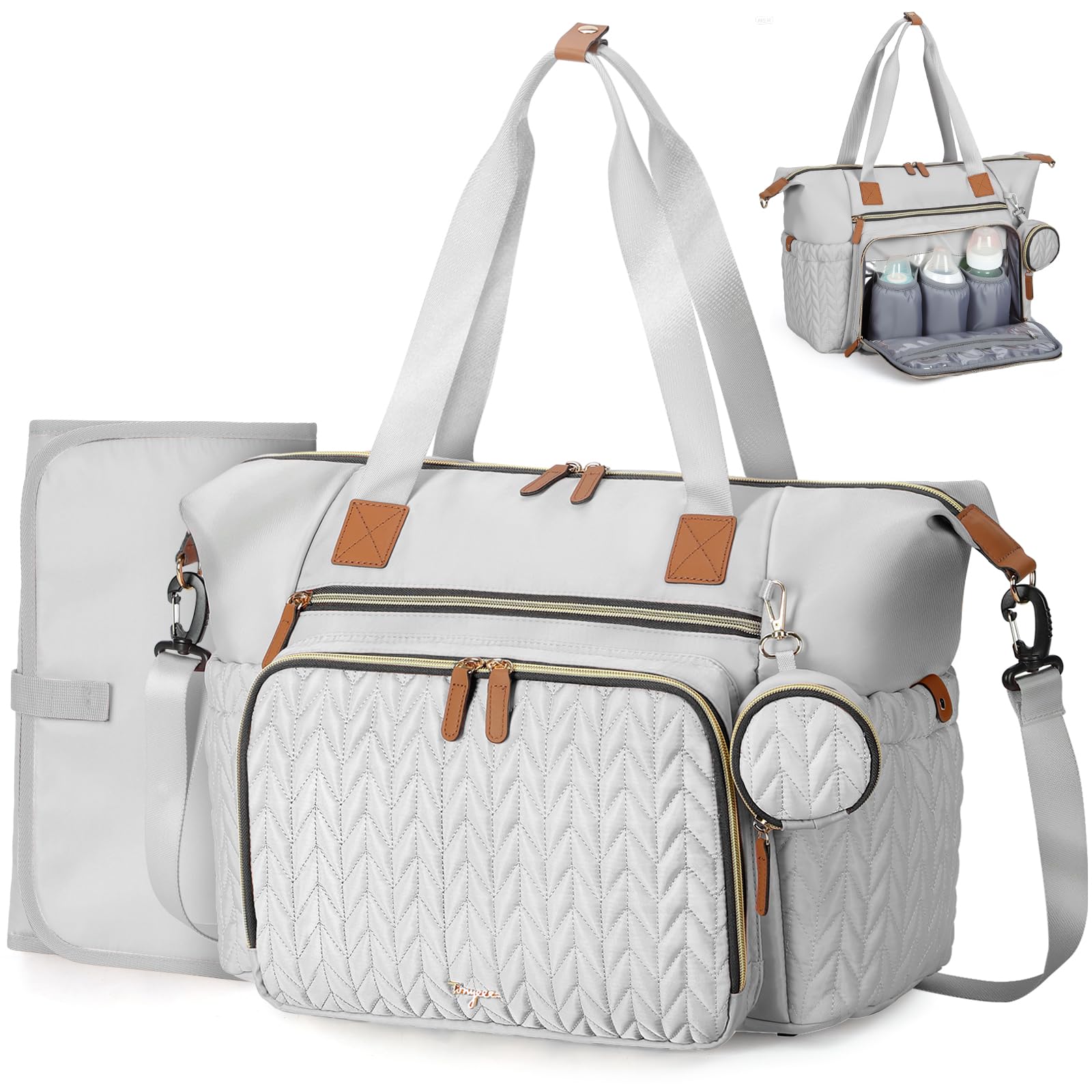 Moclever 5Pcs Diaper Bag Tote Set Baby Nappy Diaper Bags Set Mummy Diaper Shoulder Bags With Nappy Changing Pad Insulated Pockets Travel Tote Bags For - View #4