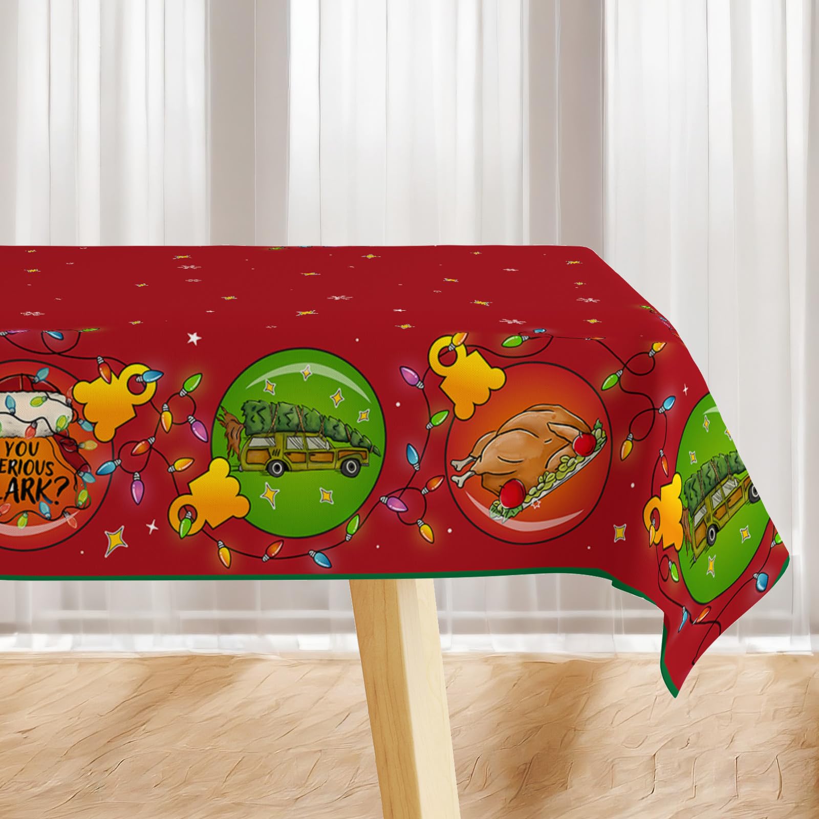 Yarcooly Christmas Vacation Tablecloth Funny Christmas Table Cover Griswold Family Cousin Eddie Christmas Decor New Year Xmas Decor Christmas Vacation Decorations for Home Party