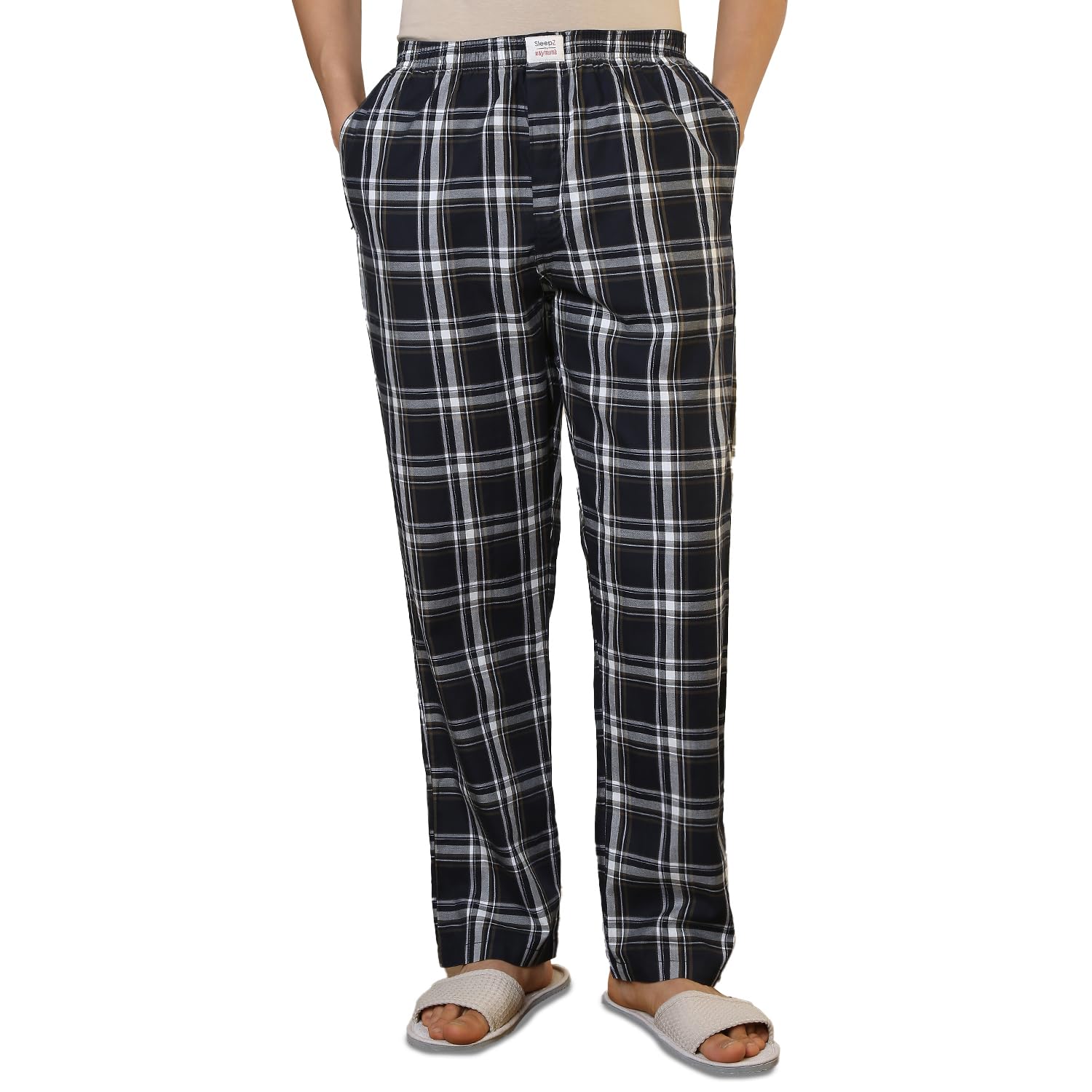 sleepz by raymond Men Flat Front Regular Fit Checks Pattern Pure Cotton Pyjama-picture-40