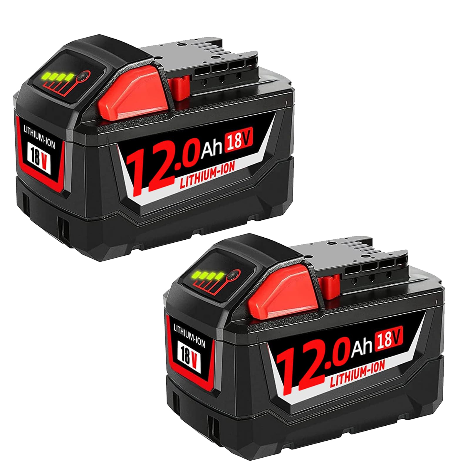 2 Pack 12000mAh Replacement for Milwaukee 18V Battery Compatible with Milwaukee M18 battery 48-11-1865 48-11-1850 48-11-1860 48-11-1865 48-11-1852 48-11-1840 Cordless Power Tools with LED Indicator