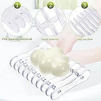 Vista 3 de Plastic Bar Soap Holder Soap Saver Tray Bar Dish Self Draining Dishes for Sponge Dryer Bathroom Toilet Shower Kitchen Restaurant Counter(Clear,6