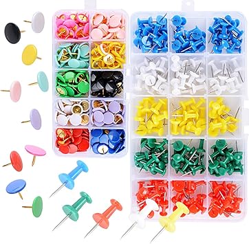 Amazon 画鋲 480個入 画びょう 押しピン プッシュピン 2種 プラスチック カラフル おしゃれ 画びょう ピン 文房具 オフィス用品