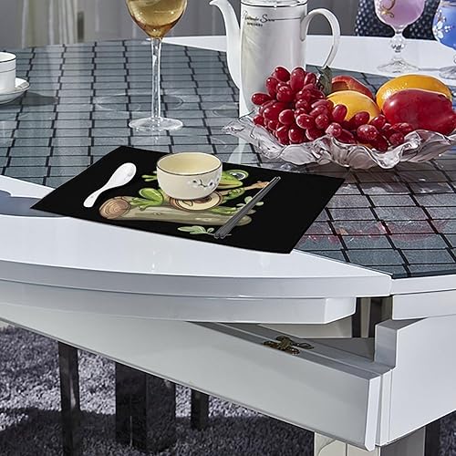 Miniatura 4 de Frog Playing Banjo On Log Placemats Set of 6 Resistant Table Mats Washable Place Mats for Dinner Party Table Decoration