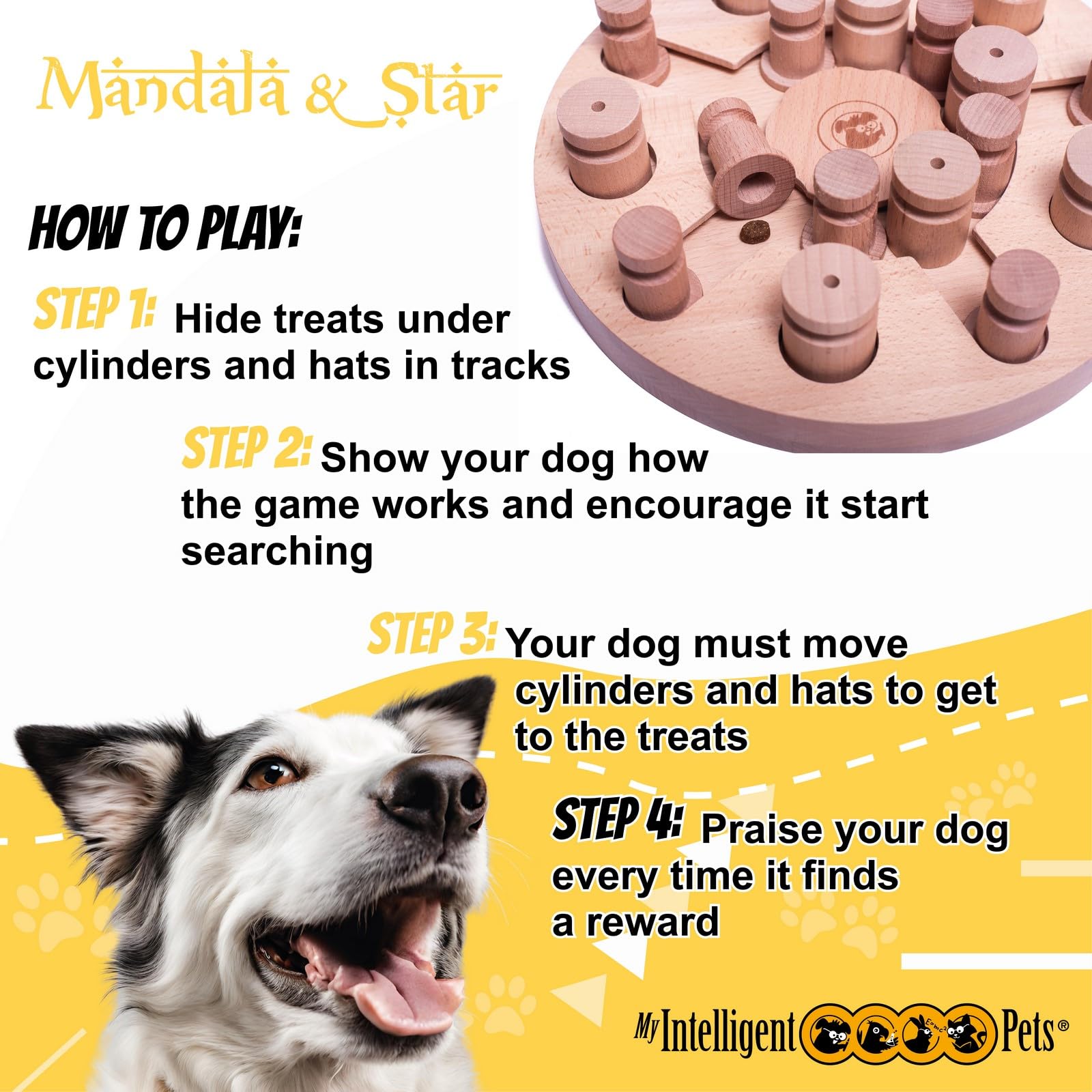 My Intelligent Pets Mandala & Star Giocattolo intelligente per cani Distributore di Dolcetti Interattivo Giocattolo per Cuccioli, giochi di Attivazione Mentale per Cani Puzzle Interattivo