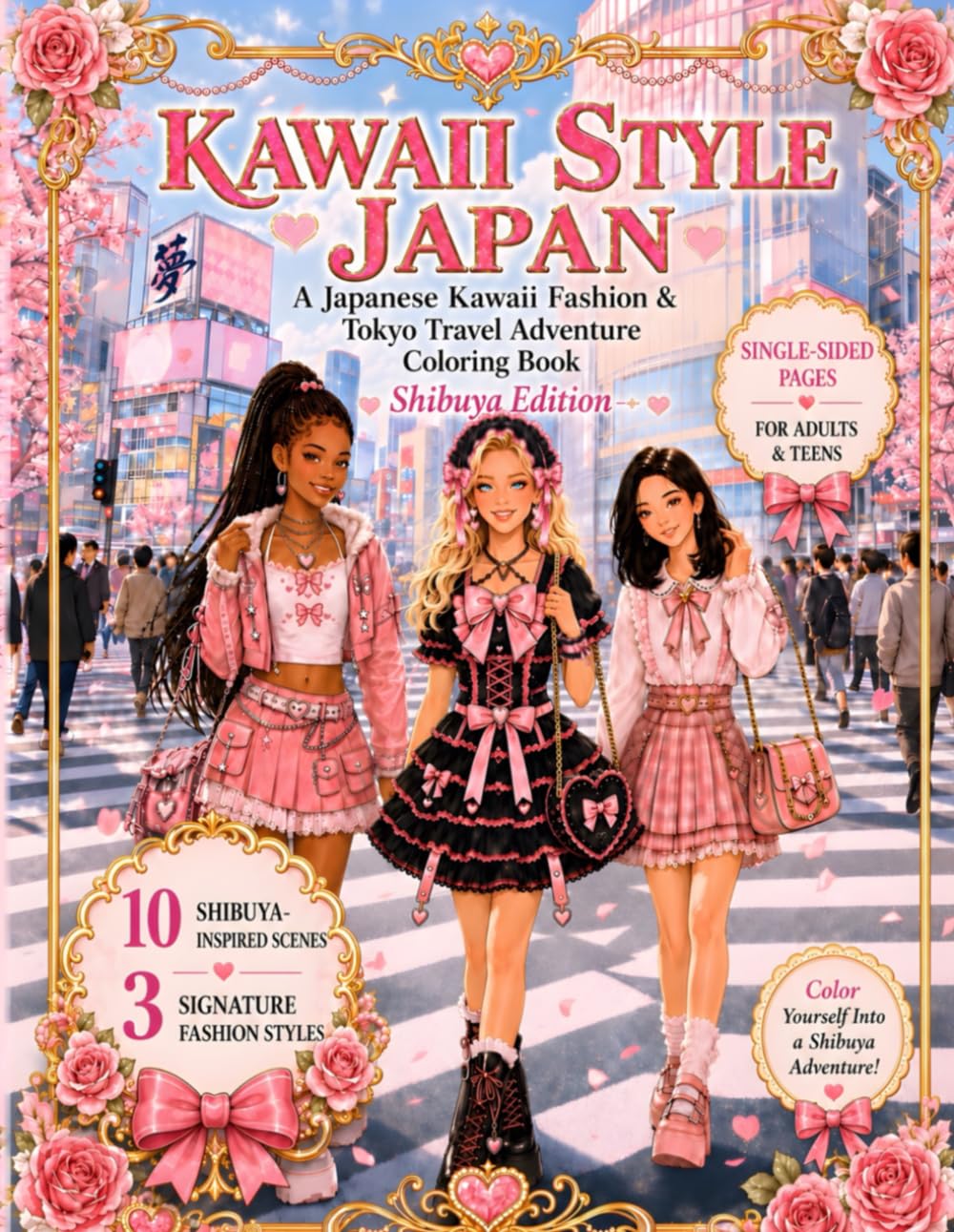 KAWAII STYLE JAPAN: Shibuya Edition: A Tokyo Travel & Japanese Kawaii Fashion Coloring Book