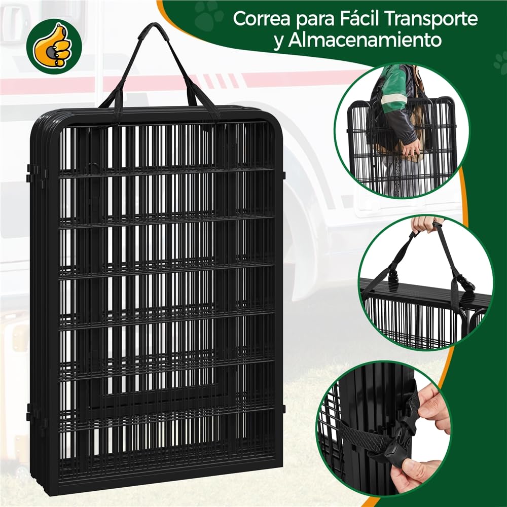 Yaheetech Parque para Perros 68 x 100 cm 8 Vallas para Perros pequeños, Conejos, Patos, roedores, jaulas para Perros Vallas Metálicas Vallas Exteriores para Perros con Bolsas de Almacenamiento
