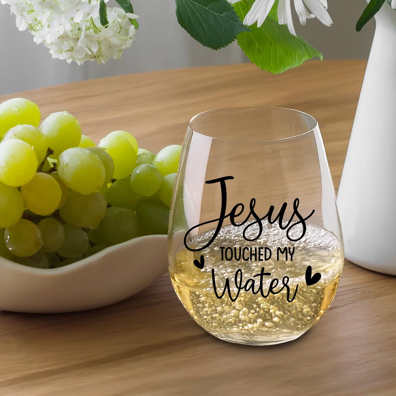 Jesus Touched My Water Wine Glasses, Funny Christian Gift for Women Gifts for Birthday Mom Father's Day Friendship Gifts (Clear-JESUS) - Image 7