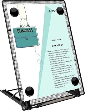 MaxGear Desktop Document Holder for Typing, Foldable Paper Holder Stand for Desk with 4 Magnetic Buckles, Metal Mesh Letter Copy Holder with Non-Slip Base, 6 Adjustable Viewing Angles, Black