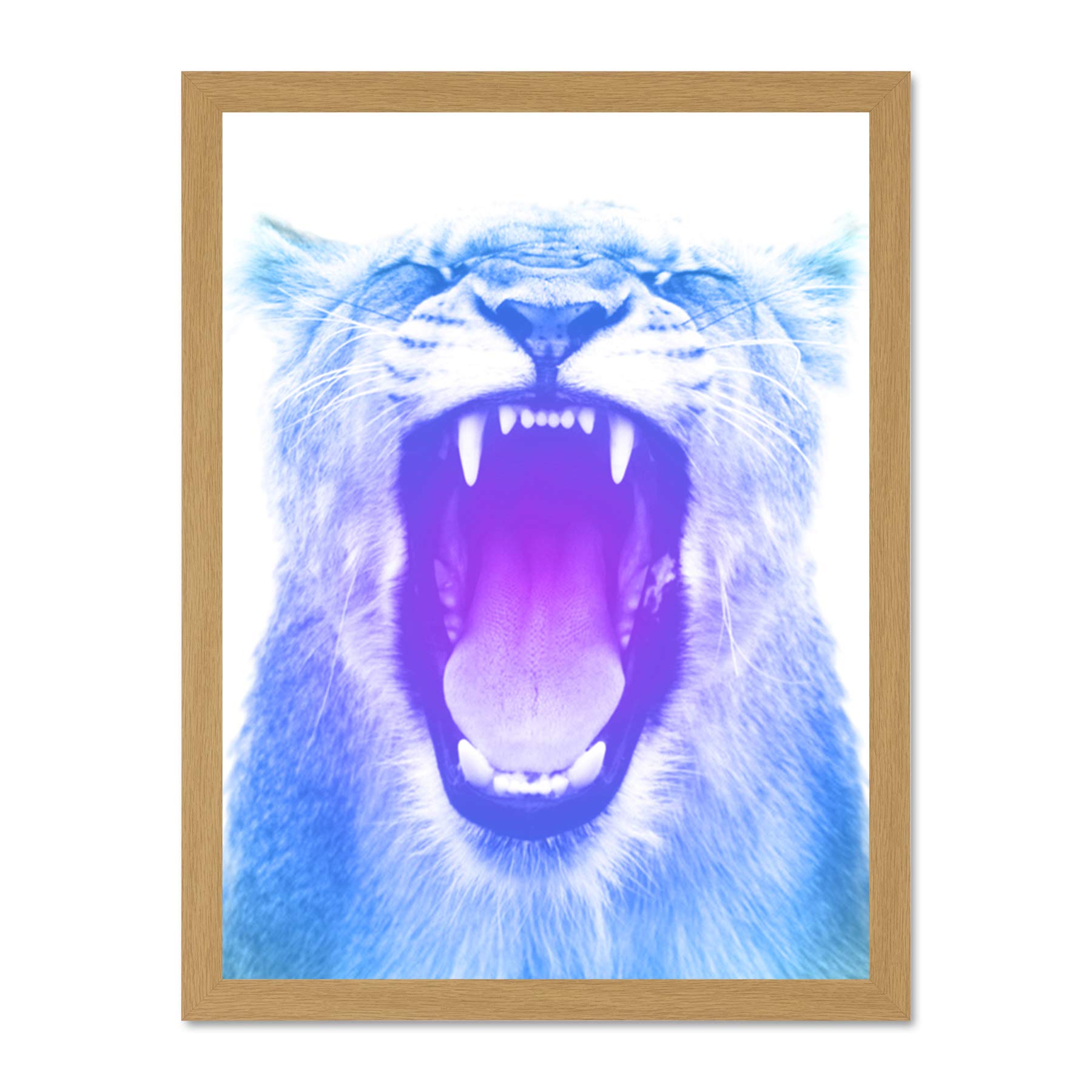 Wee Blue Coo Colourful Roar Lion Large Framed Art Print Wall Poster 18x24 inch