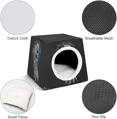 Miniatura 4 de Casas de gatos y hábitats personalizados con diseño de cubo de gato y condominio para interiores y mascotas, sofá cueva, calavera de terror