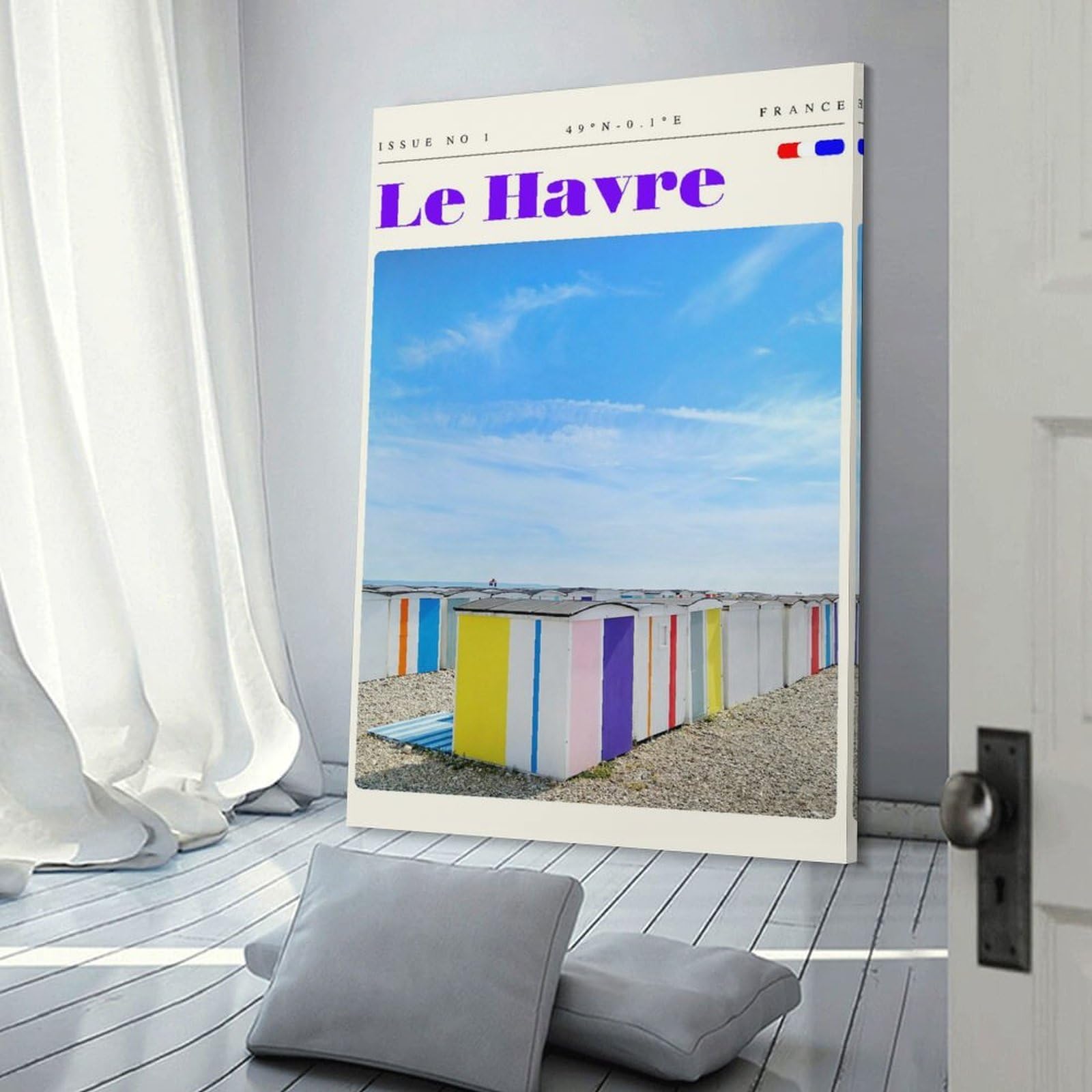 Junmoney Frame-Style-4 Wall Picture Print Le Havre France Travel Art, 20X30inch(50X75cm), For Entryway, Lounge Links Or Small Walls, Home Artwork For First Impressions