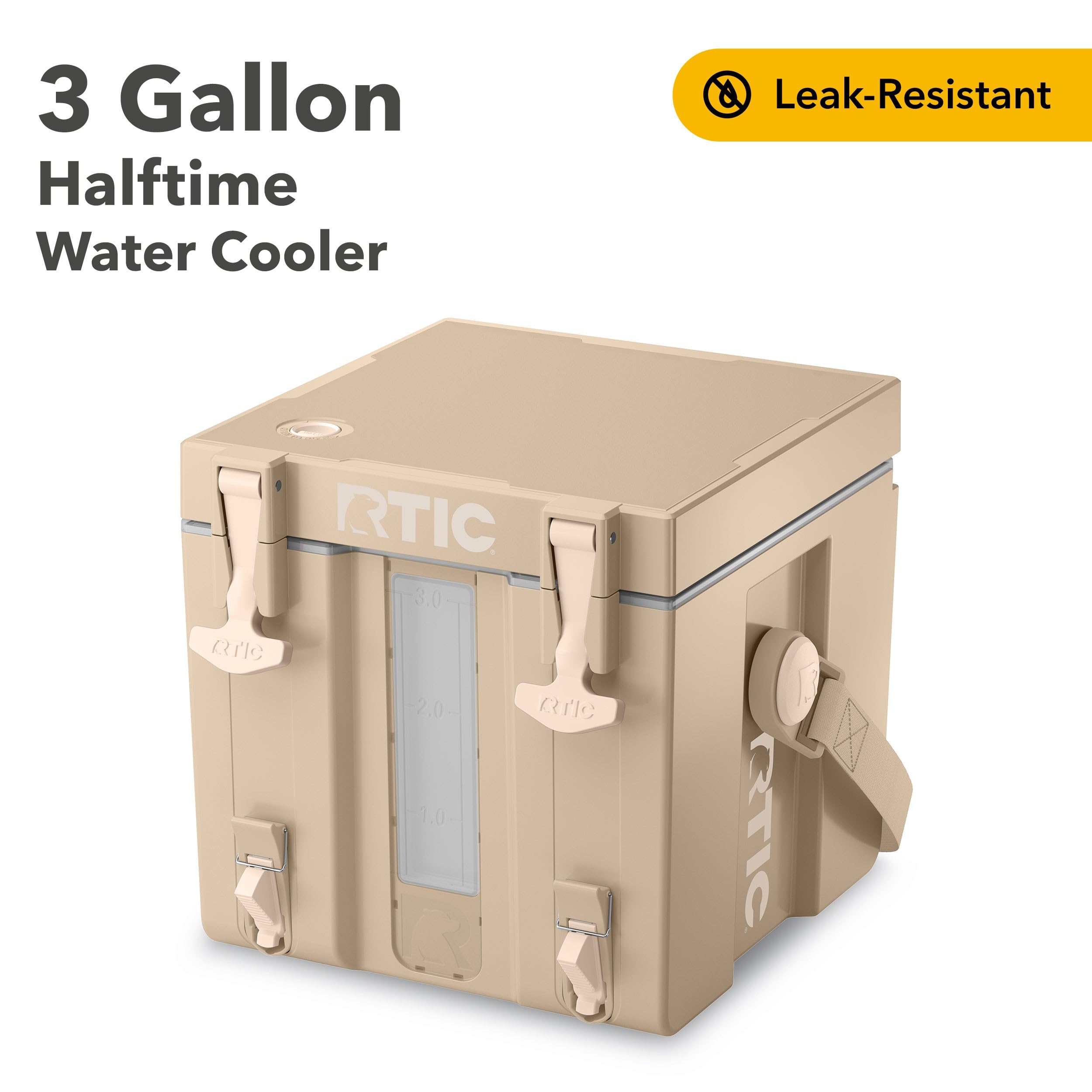 RTIC Halftime Water Cooler 3 Gallon Portable Carrier Container, Drink Beverage Dispenser, Stackable with 2 Taps, Bottleless, BPA-Free, for Sports, Camping, BBQ, Parties, Picnic, Beach