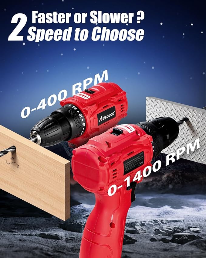 Taladro Inalámbrico AVID POWER 12V Sin Escobillas, 28Nm, 0-1400 RPM, con Batería miniatura 4