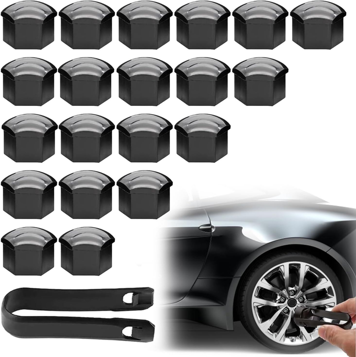 XNBTFK Wheel Nut Covers, 21 PCS Universal 17mm Wheel Nut Caps with Remover Tool, Hex Anti Rust Wheel Center Caps for Decoration, Compatible for Most Car Wheels