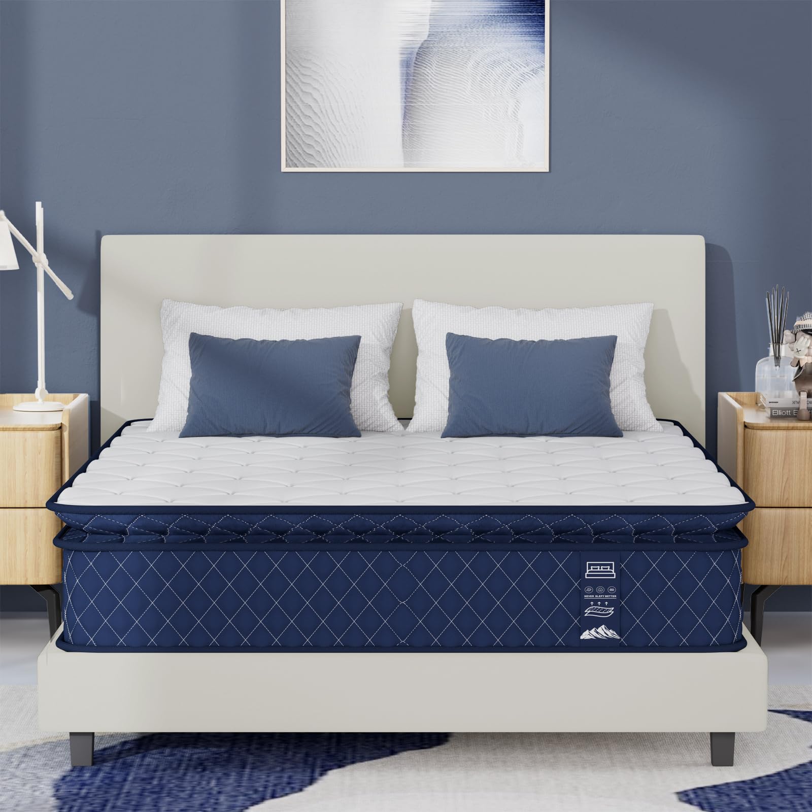 ZFHCBJ King Size Mattress, 12 Inch Gel Memory Foam Hybrid Mattress in a Box, Independent Pocket Coils for Motion Isolation, Medium Firm, Pressure Relief & Upgraded Support, CertiPUR-US