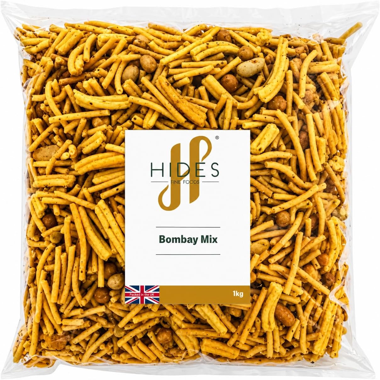 Hides Fine Foods - Bombay Mix 1kg - Suitable for Vegetarians - GMO Free - Snacking - Indian Snack Mix - Bar Snack - Perfect for Parties - Mixture of Noodles Lentils Peanuts