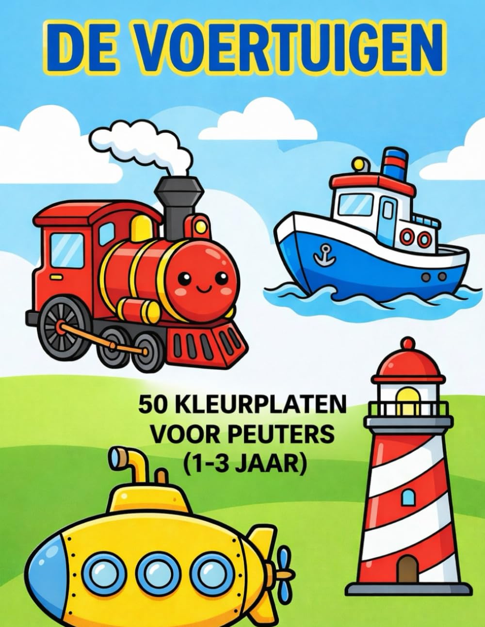 DE VOERTUIGEN: 50 Kleurplaten voor peuters (1-3 Jaar)