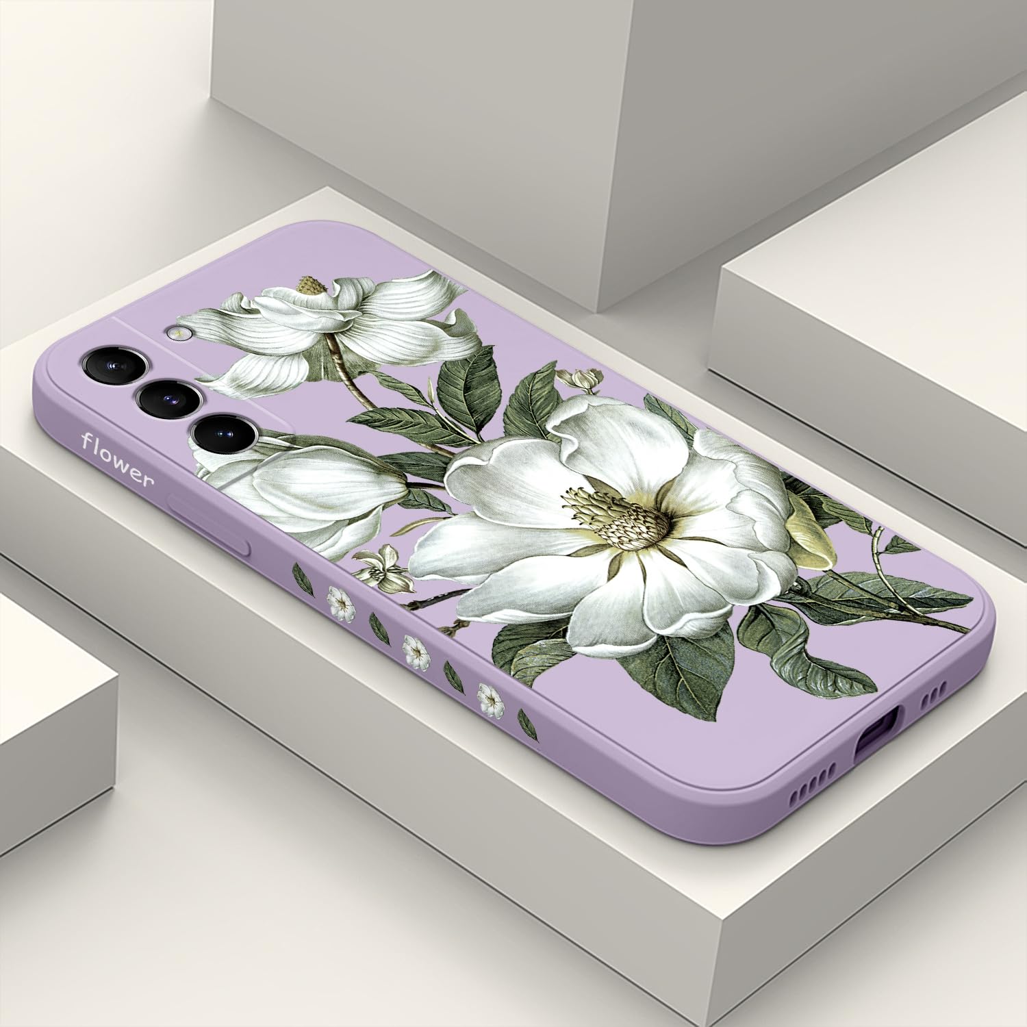 LEECG for Samsung Galaxy S21 Plus Case Creative Flower Pattern Design Phone Cover Slim Soft Silicone Protective Case for Samsung S21 Plus 6.7 inch-Cotton Purple