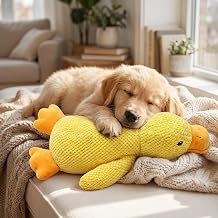 1pc Duck Dog Plush Toy, Squeaky Chew, Anxiety Relief, Yellow