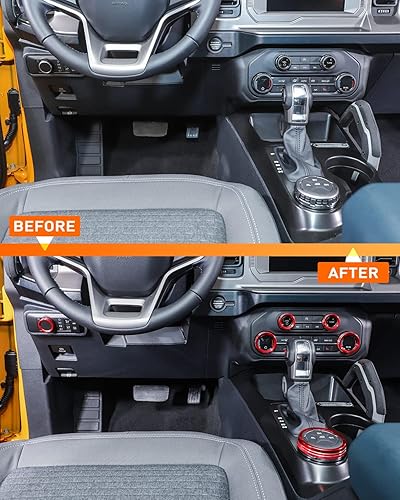 Miniatura 4 de Savadicar CKT01 Billet - Juego de molduras de perilla de control de aluminio, faros4WDHVAC, biseles de anillo de perilla de control climático,