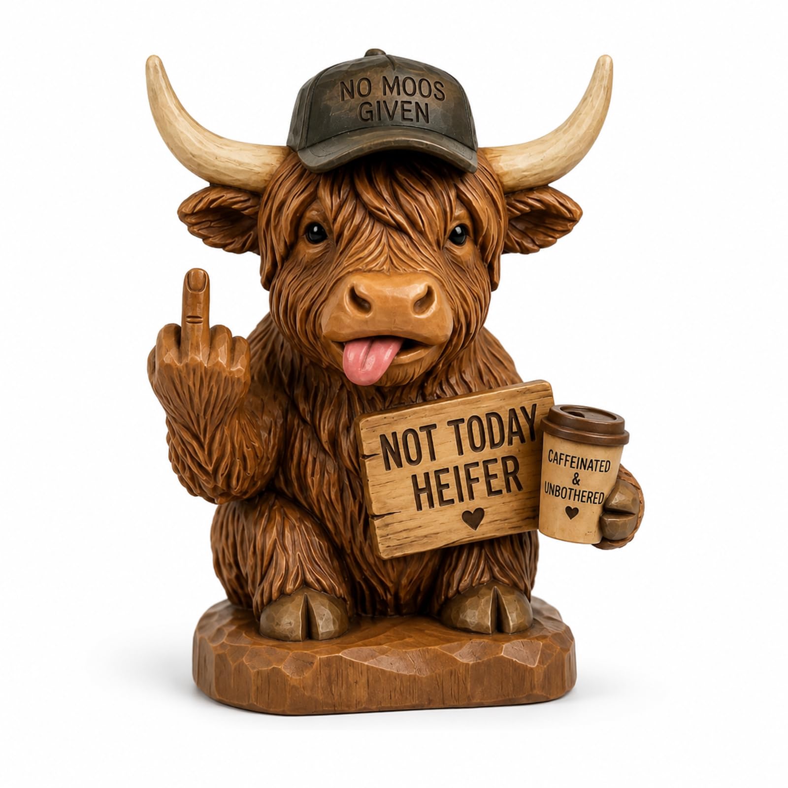 Joalpysm Highland Cow Ornaments, Decorative Home Accessories Funny Resin Highland Cow Statue, Highland Cow Gifts Quirky Desk Shelf Decor for Living Room Friends