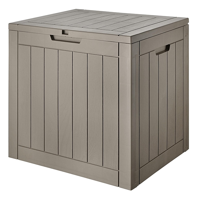 户外储物箱 118L 带锁盖和侧手柄 棕色