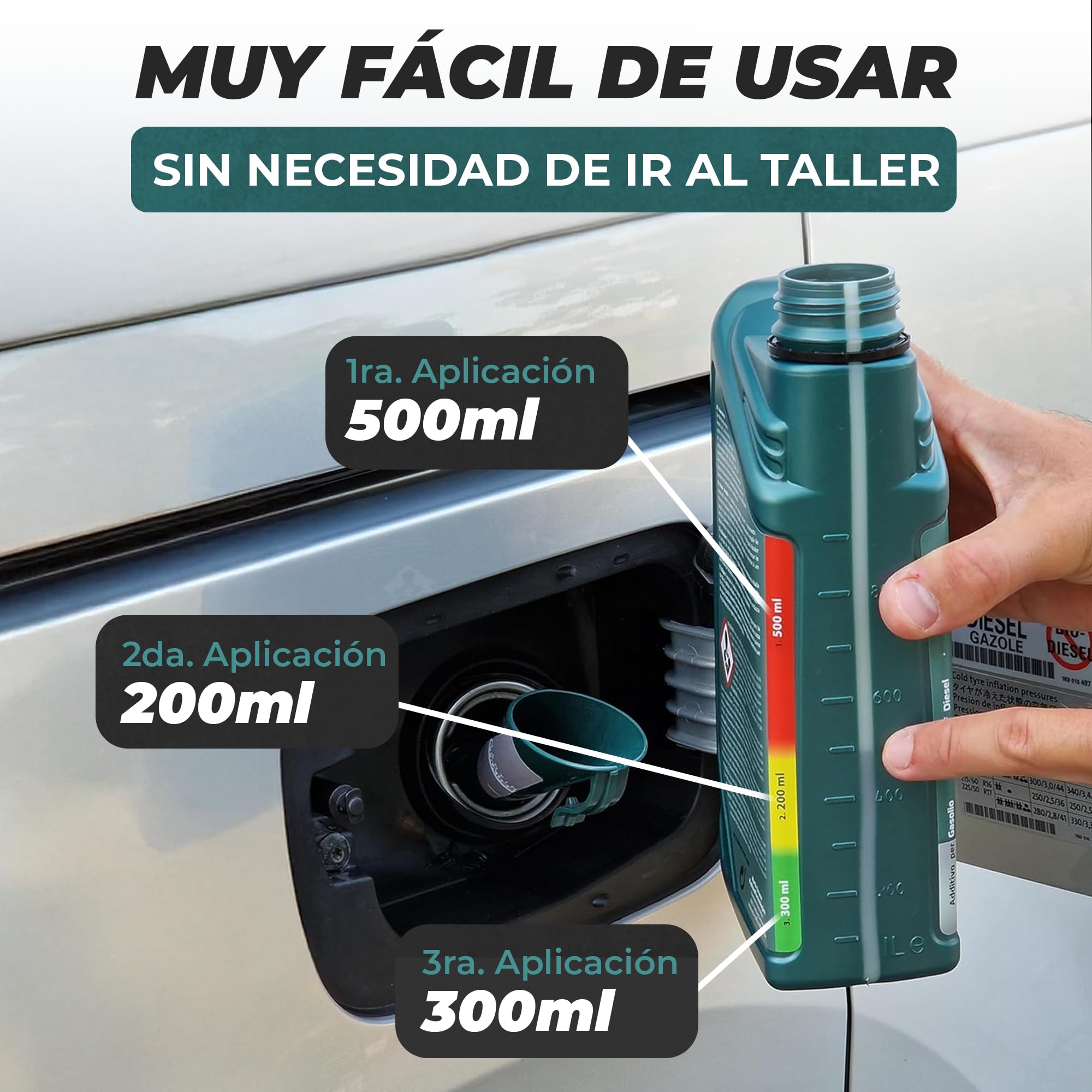 Limpiador DPF/FAP, Tratamiento Integral curativo del Filtro de partículas Diesel y su Sistema, EGR + Turbo, 3 Dosis, 1 Litro