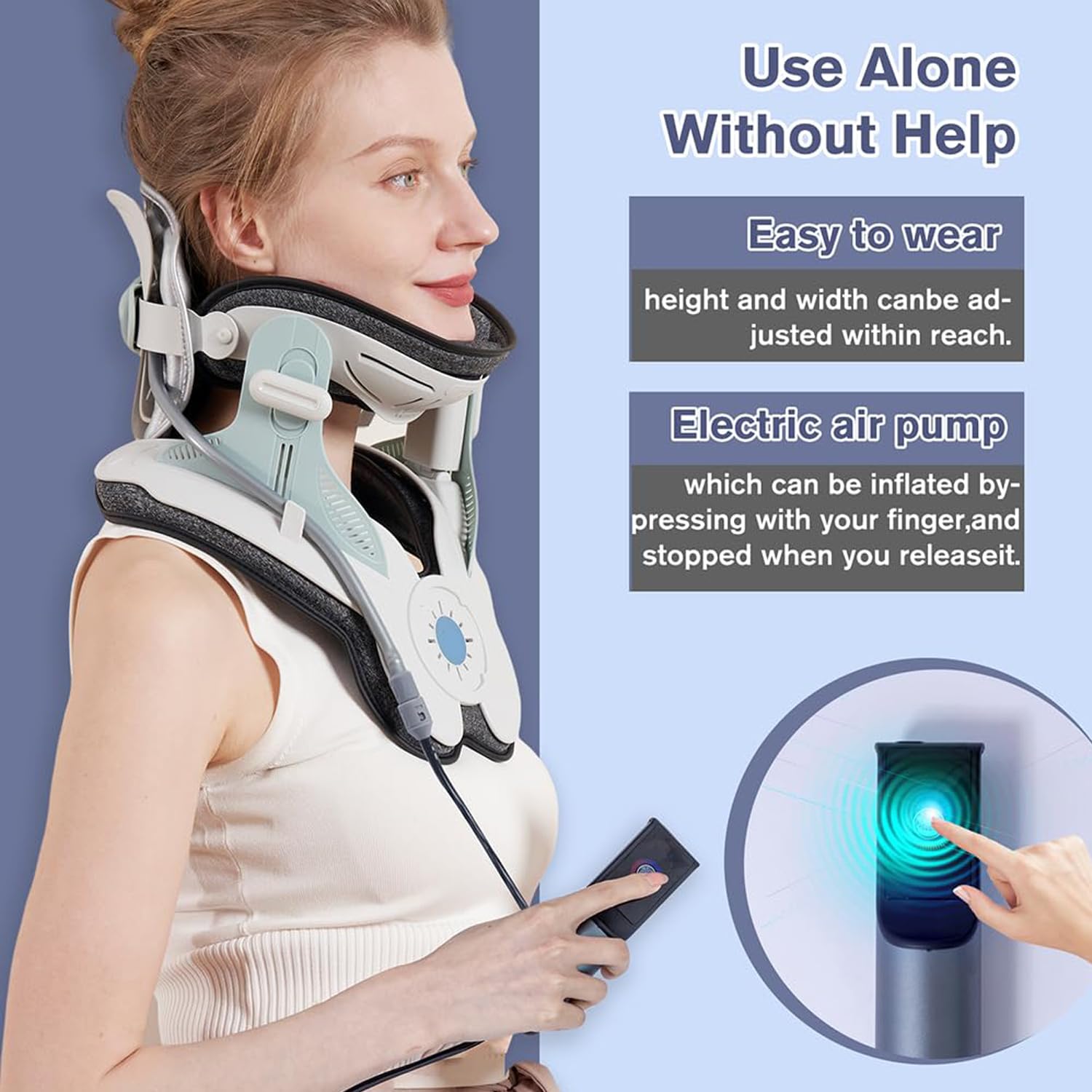 Cervical Neck Traction Devices For Home Use, Adjustable Air Pump Inflatable Cervical Neck Stretcher, Cerviflex Electric Device for Neck Pain & Shoulder Relief, Cervical Traction Device (White)