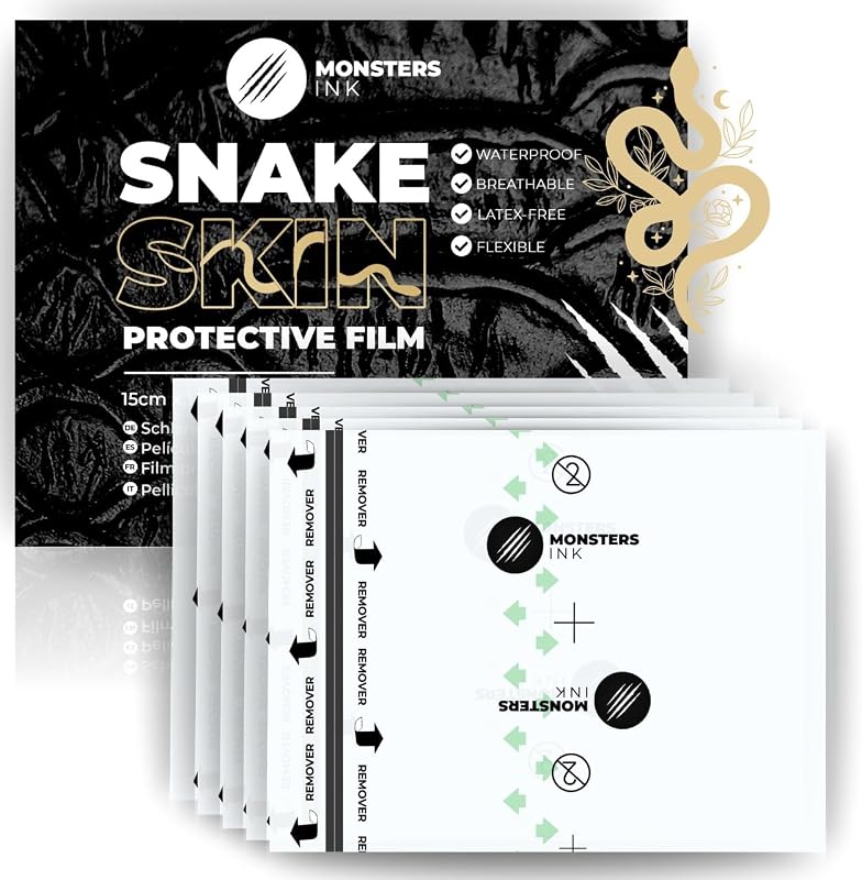 Monsters Ink Película Adesiva para Tatuagem Snake Skin, 5 Unidades de 15,24 cm x 10,16 cm