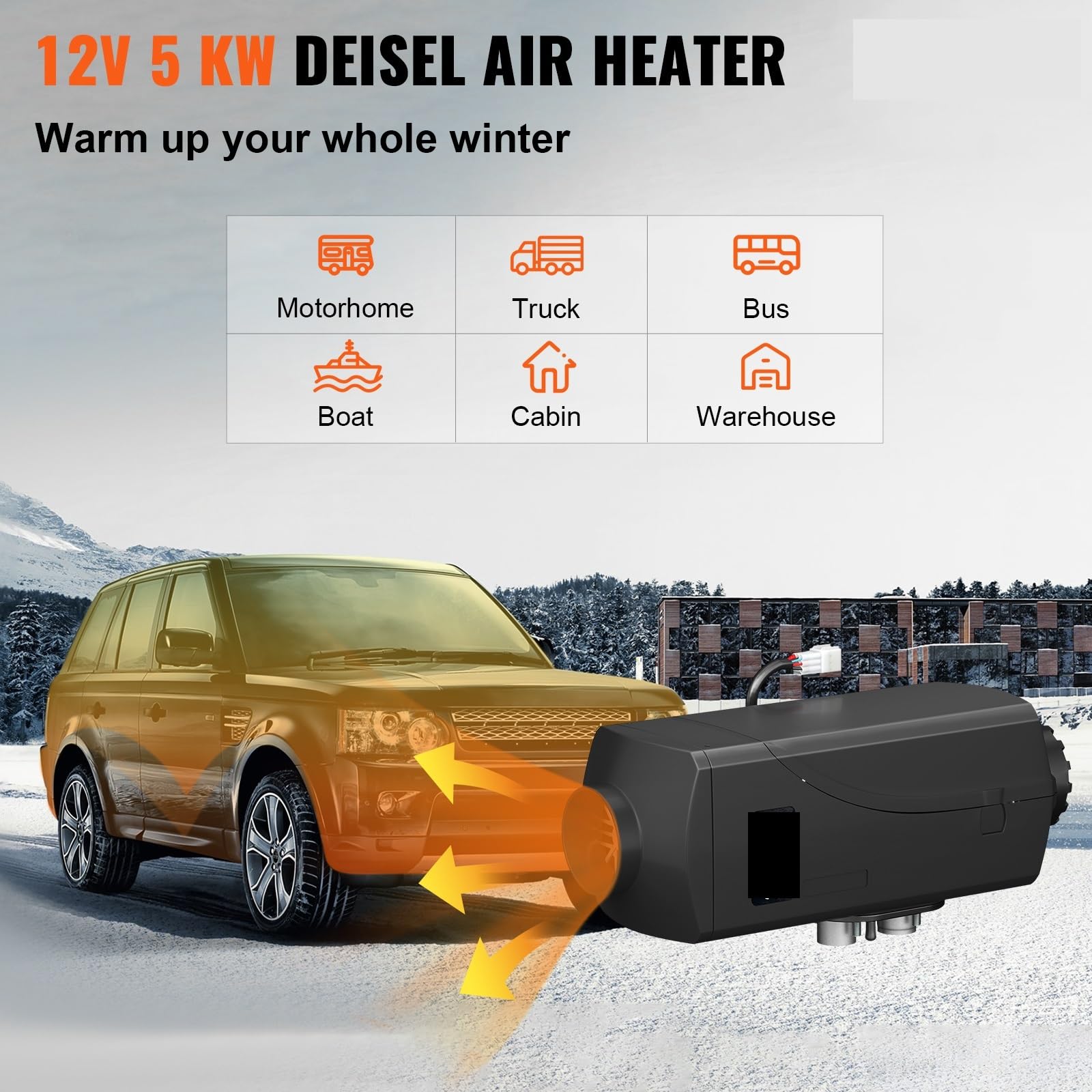Ogrzewacz powietrza 5 kW, 12 V, ogrzewanie postojowe, przełącznik LCD, tłumik ogrzewania do kamperów, przyczep, ciężarówek, łodzi,Bardzo cichy