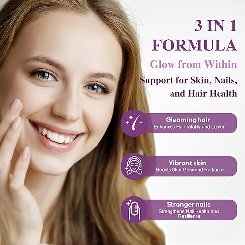 Miniatura 4 de Biotin 10,000MCG - Apoyo para el crecimiento del cabello para mujeres y hombres con colágeno y queratina, vitaminas para el cabello, la piel y las