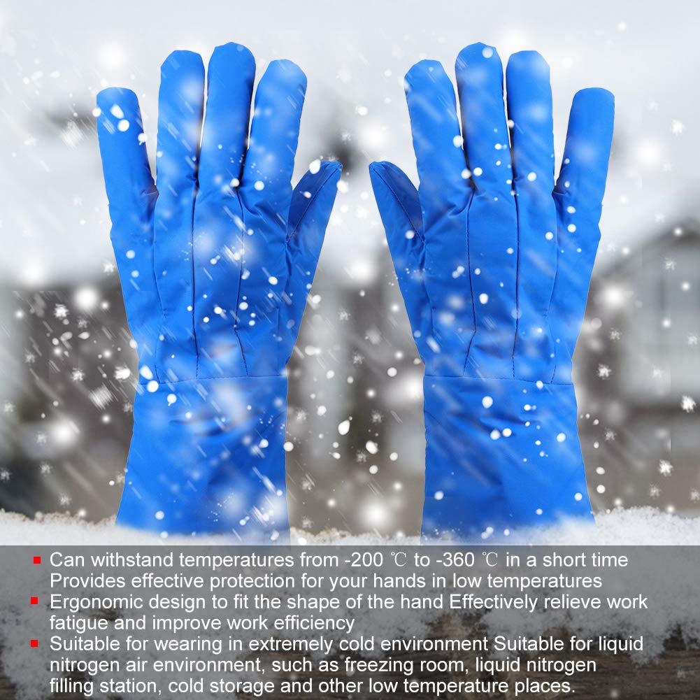 Brrnoo Gants de Travail Cryogéniques à Résistante au Froid Extrême pour Azote Liquide, Chambre de Congélation, Stockage Froid - Taille 15.0in, Bleu