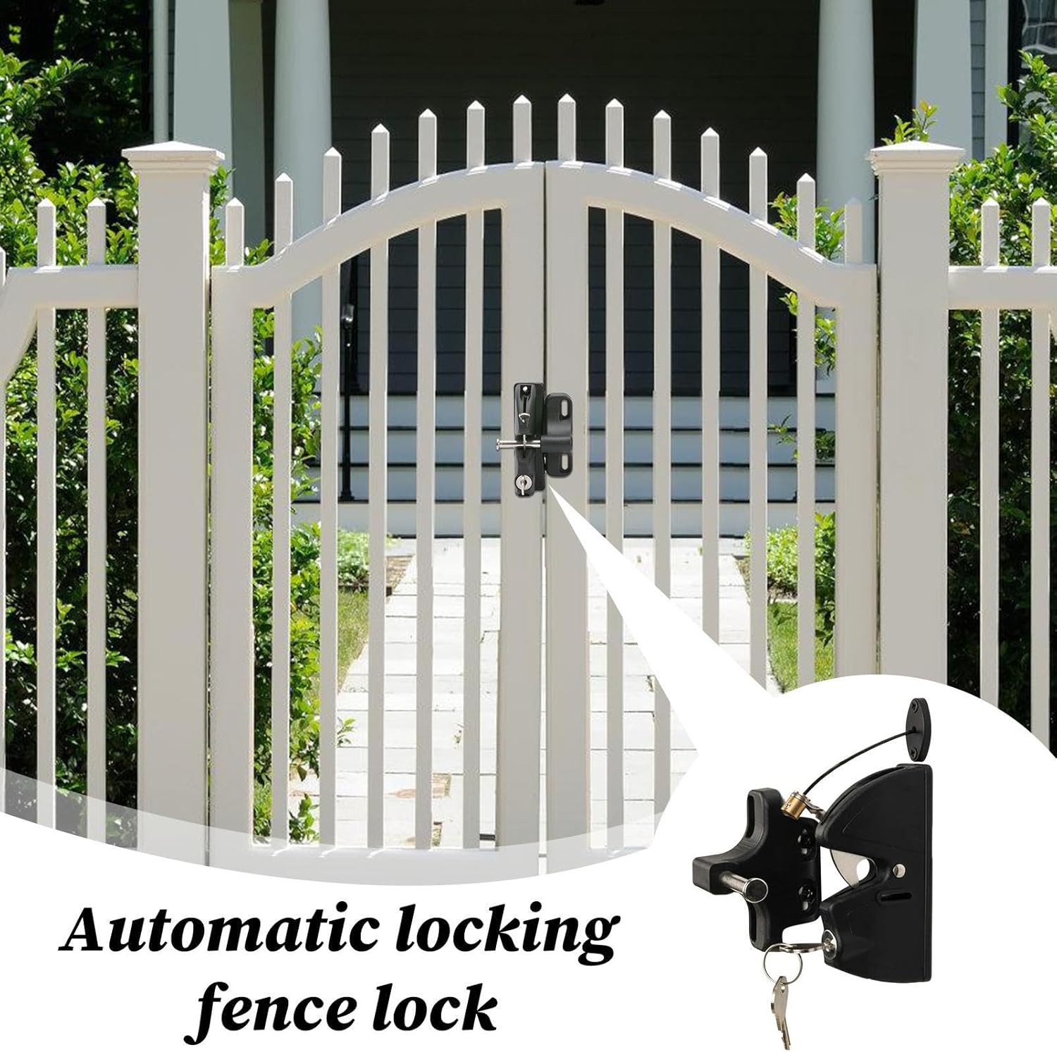 屋外ゲート用フェンスロック - セルフロック式ゲートラッチ,頑丈なハードウェア（農家 庭 裏庭 パティオ 道具小屋 納屋用）セキュリ