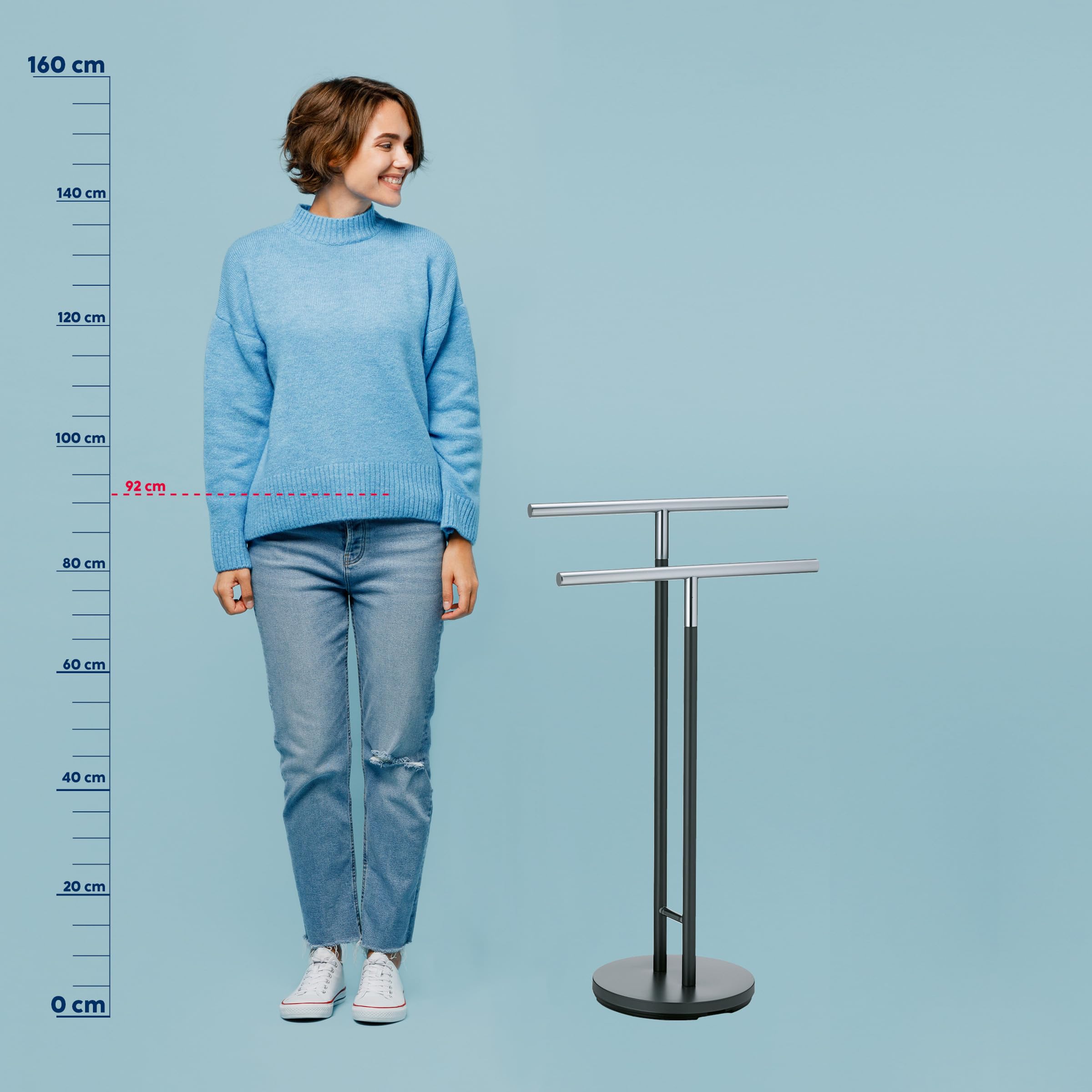 kela Wieszak na ręczniki stojący 92,5 cm, wieszak na ręczniki z 4 drążkami na ręczniki, Sinerio, antracyt błyszczący