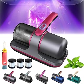 Mattress vacuum with UV decontamination - hand-held deep cleaning for mattresses, sofas, carpets and pet hair - corded design for effective vacuuming