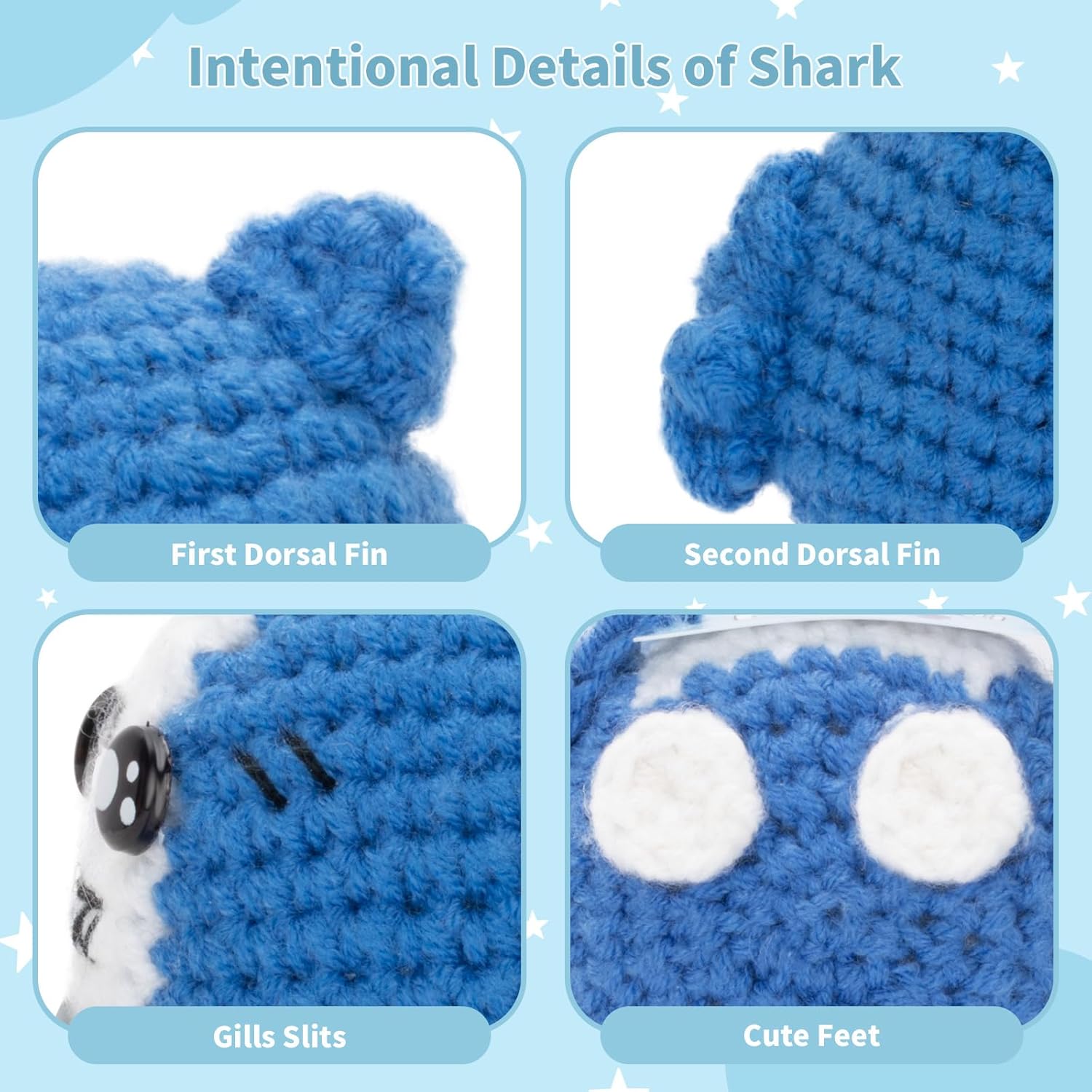 FunisFun Positive Crochet Shark Gift for Shark Lovers - Positive Handmade Crochet Animals for Women Men Birthday, Motivational Decor for Office - Image 4