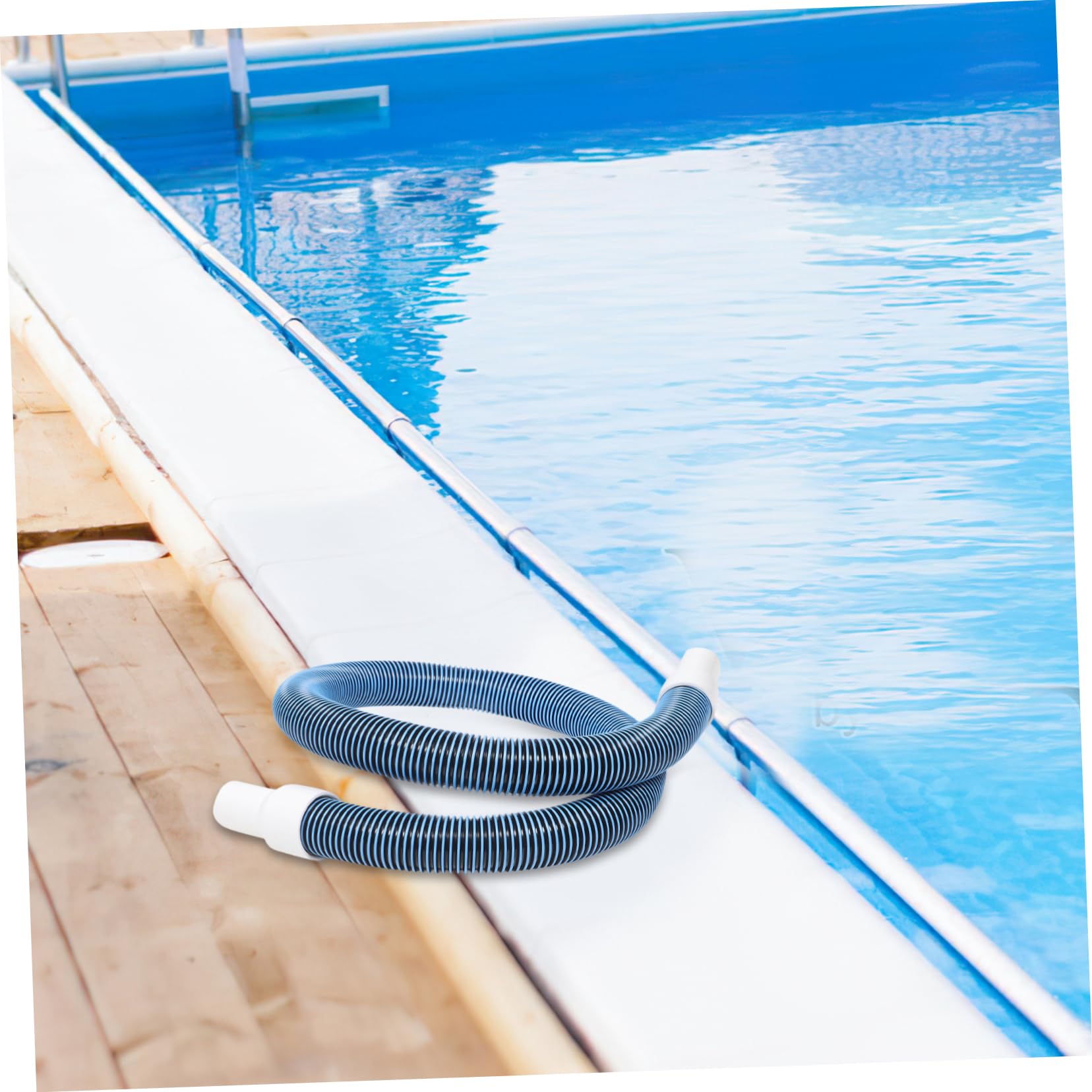 TOYANDONA Poolablaufschlauch für Aufstellpools Kunststoff und Eisen mit 2 Verbindern und 1 Klammer Leicht zu Installieren Blau