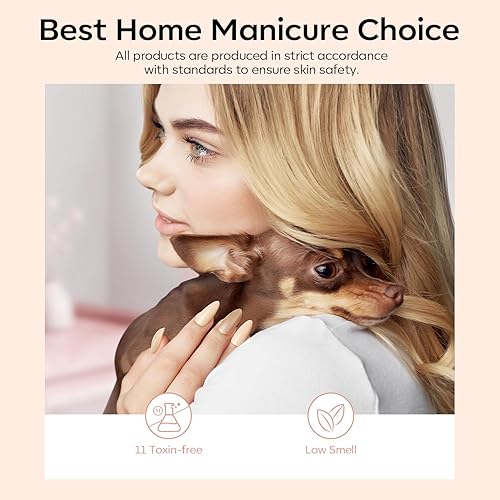 Miniatura 8 de modelones - Juego de 6 esmaltes en gel, tonos piel neutros, rosa con brillantina, pera brillante, manicura semipermanente de led para casa, sala de