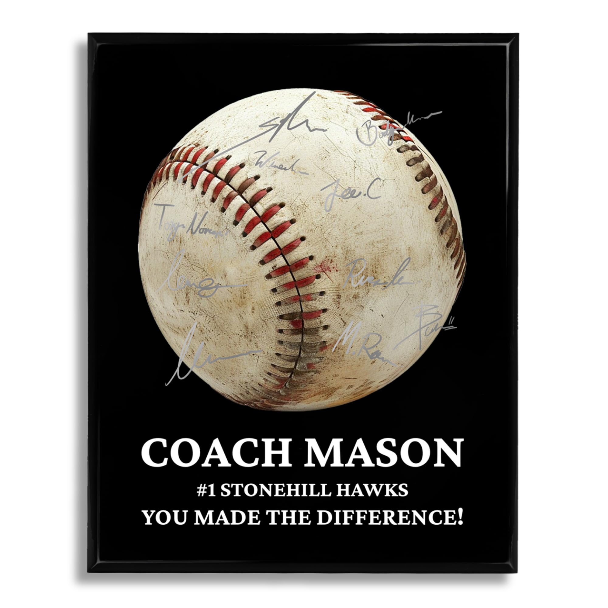 Custom Baseball Coach Gifts - Add Team Signatures - Signable Personalized Coach Plaque - Thank You Coach Gifts Trophy Plaque for Appreciation - Coaches Gifts Men/Women - UV Printed on 9